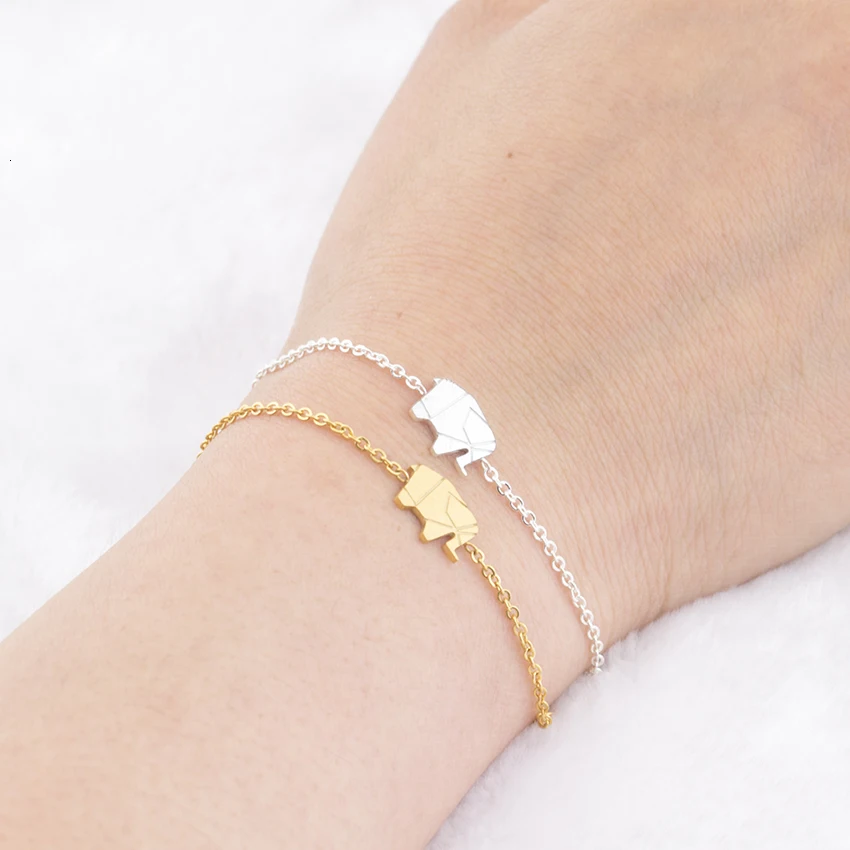 Pulseras Mujer Moda нержавеющая сталь серебро золото кеттинг оригами браслеты со слоном для женщин Bileklik дружба подарок