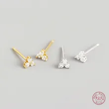 

925 Sterling Silver Inlaid Crystal Geometric Clover Stud Earrings Light Luxury Mature Glamour Women Jewelry Accessories