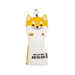Golf Club Headcovers Set - Lovely Cartoon Akita Dog Design for Driver, Fairway Wood, and Hybrid (UT cover)