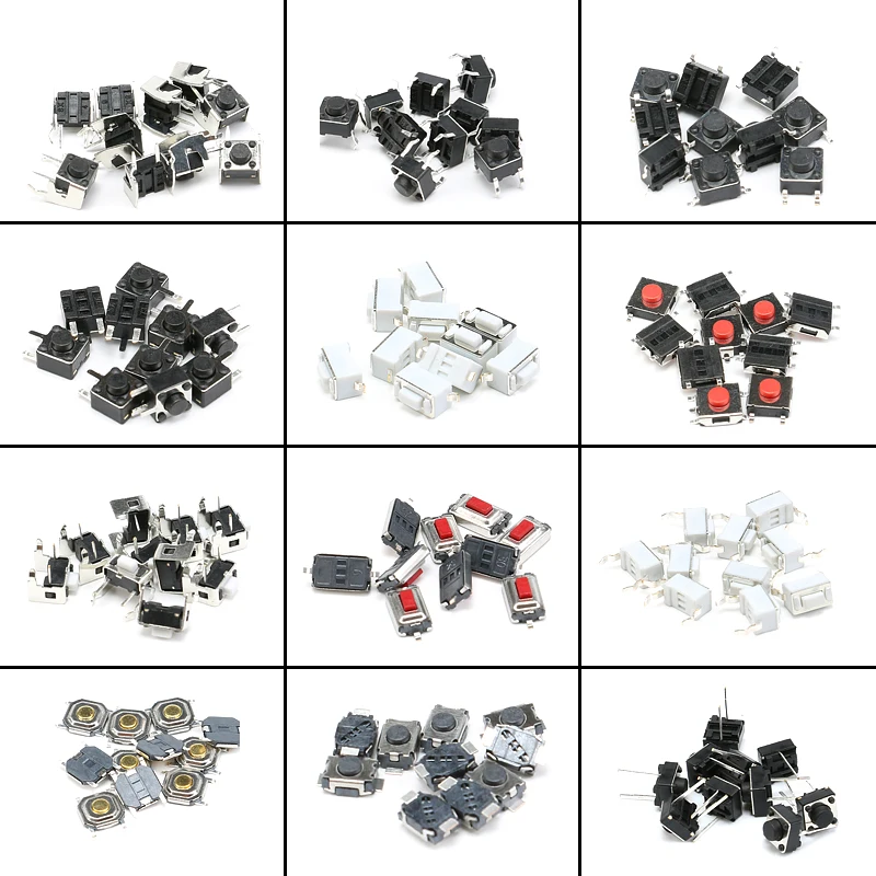 

120pcs 12 types Momentary Tactile Push Button Touch Switch Remote Keys Button Microswitch SMD Assortment Kit Life 100000 times