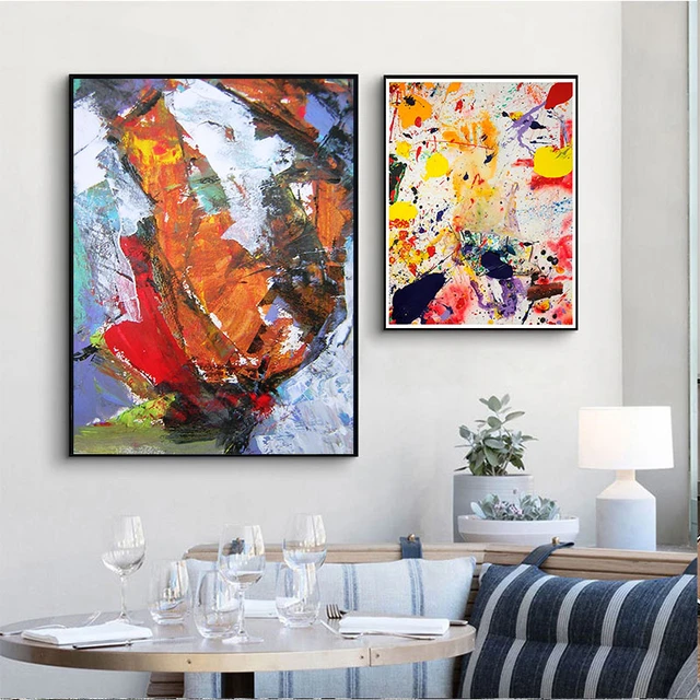 Cuadros de arte de pared, pinturas al óleo de lienzo pintadas a mano,  cuadros abstractos modernos grandes baratos, decoración del hogar sobre  lienzo, color abstracto - AliExpress