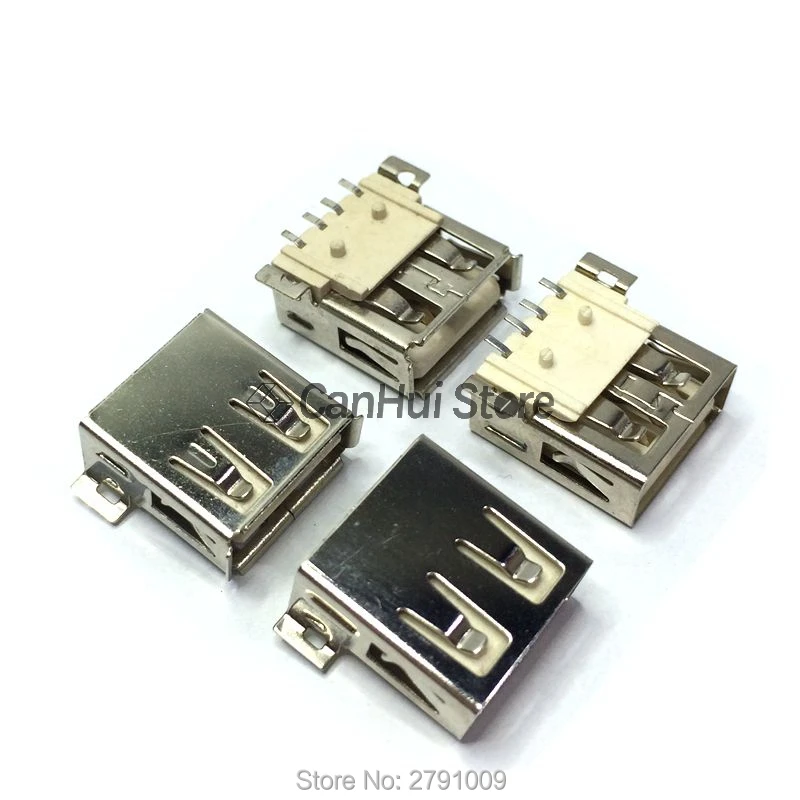 10 Uds USB tipo un puerto estándar hembra soldadura Jacks conector PCB Socket USB-A SMT de tipo 4Pin borde plano/Curling borde