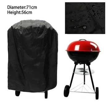 

Black BBQ Cover Round Kettle Grill Cover Garden Barbecue W/ Carrying Bag