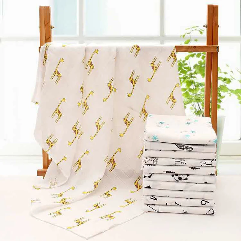 Muslin Blanket 100% Cotton Baby Swaddles 120*120cm Soft Newborn Blankets Bath Gauze Infant Kids Wrap Sleepsack Stroller Cover