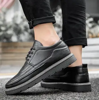 

Brand Autumn Men Casual Shoes Fashion Sneakers Leather Footwear Soft Rubber Men Flats Shoes black Mens Shoes Sales Flat Designer