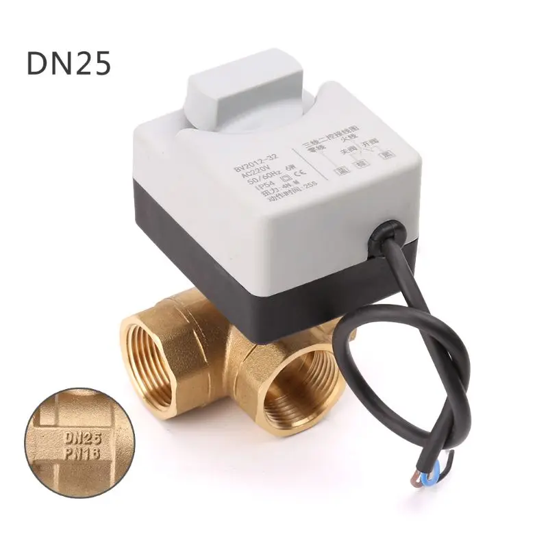 Ручной и автоматический клапан электрический моторизованный шаровой клапан три провода два управления латунный клапан для кондиционера DN15DN20DN25