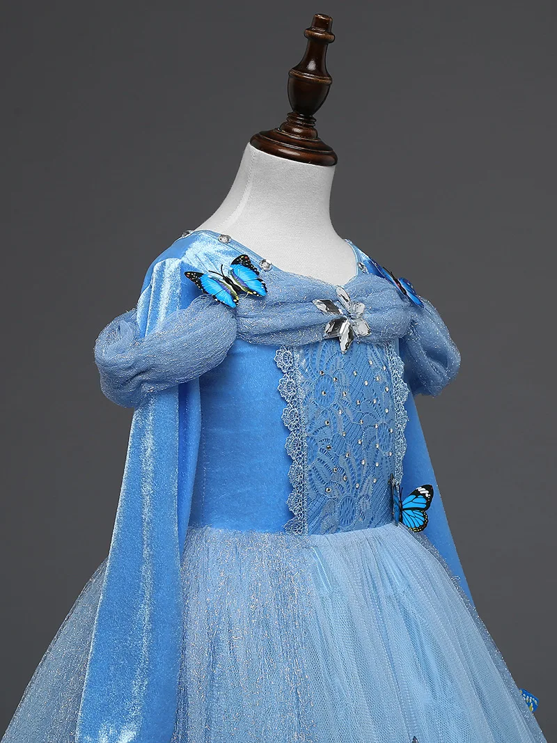 Маскарадное платье для девочек, одежда из мультфильма «Холодное сердце 2», принцесса Аиша, комплект для рождественского костюмированной вечеринки, платье принцессы Эльзы на день рождения, небесно-голубое