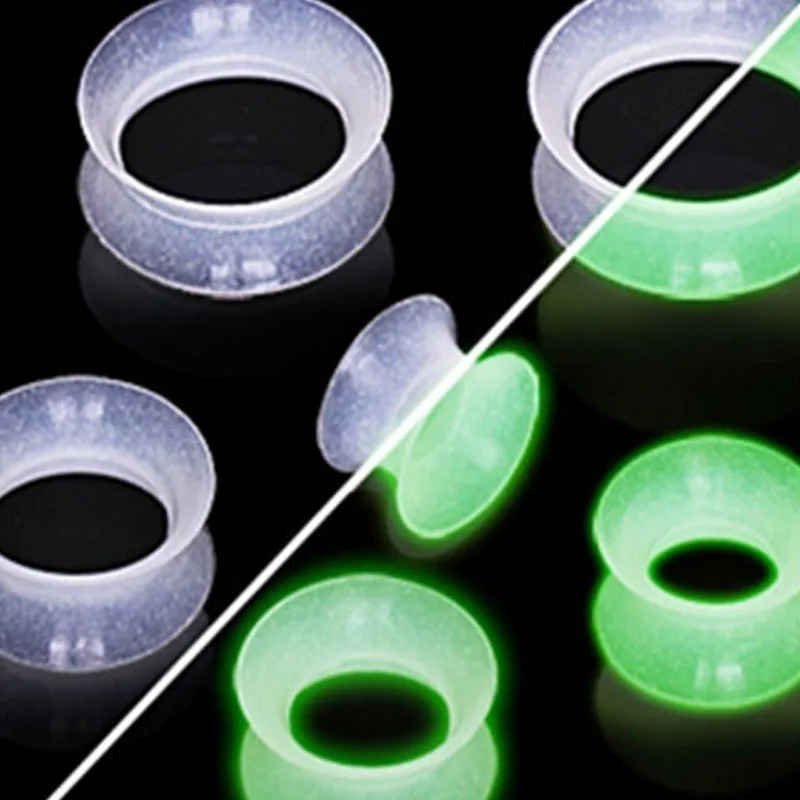 

2Pcs Silicone Flexible Thin Ear Plugs and Tunnels Piercings Glow in the Dark Gauges Expander Flesh Tunnel Body Jewelry Piercing