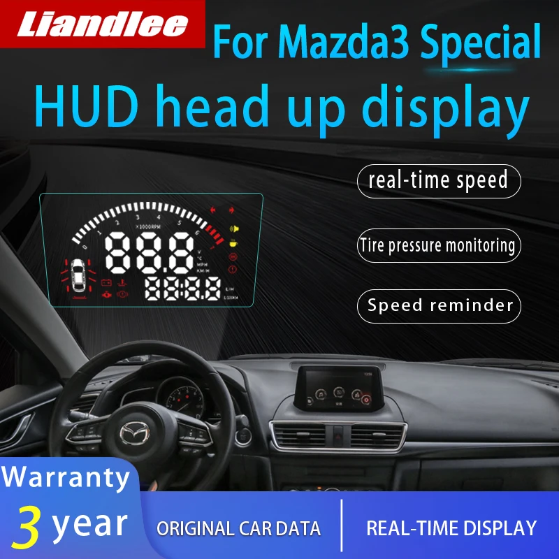 Liandlee Автомобильный дисплей HUD для Mazda 3 для Axela безопасный экран для вождения OBD II проекционный Спидометр лобовое стекло