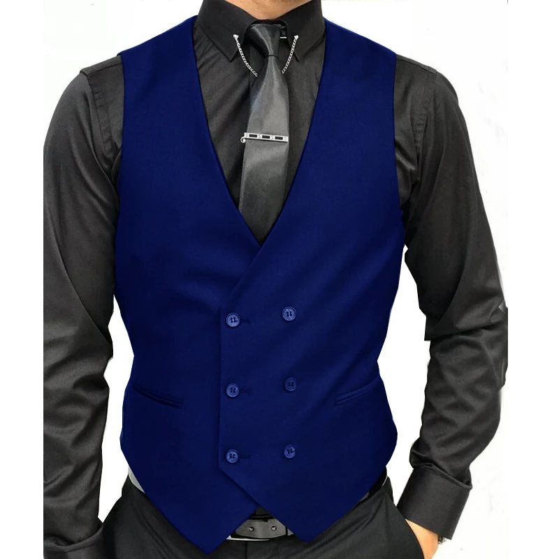Black Formal Men's Vest Double-Breasted V-neck Men's Suit Vest Custom Wedding Tuxedo Steampunk 6