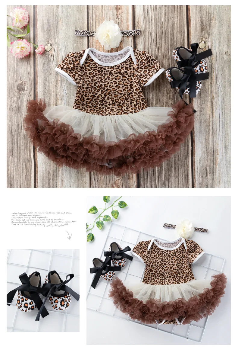 HKXN/детская одежда для альпинизма леопардовое платье с оборками милое платье с короткими рукавами для маленьких девочек от 0 до 1 лет Детское платье принцессы
