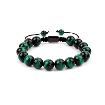 High quality 10mm A grade tiger eye stone bracelet men jewelry gift braided power beads macrame bracelet