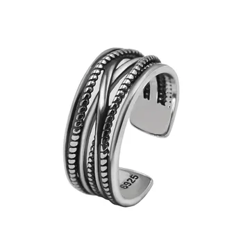 

TR-12 Vintage Silver Color Retro Rings for Women Bijoux Gift Female Adjustable Size Finger Rings Anillos Wholesale