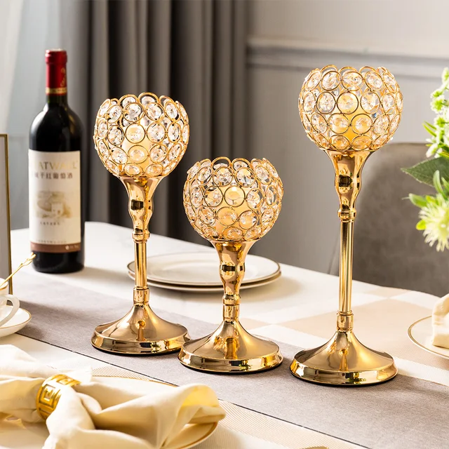 European Style Glass Handicraft Golden Metal Centerpieces 1
