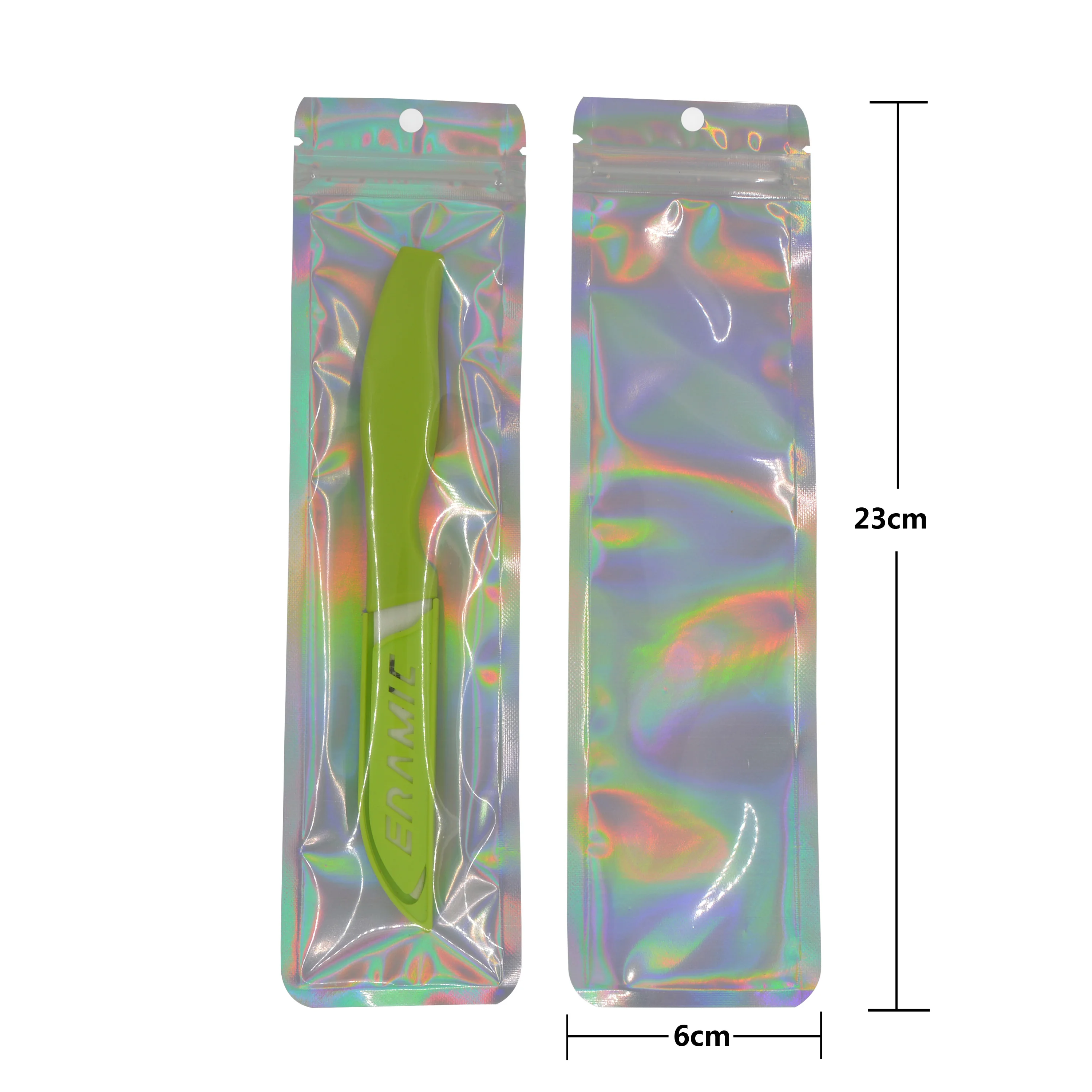 100 Pcs Hologram Aluminum Foil And Transparent Zip Lock Bags Long Plastic Pouch Watch Pen Jewelry Cosmetic Usb Data Cable Bags 4