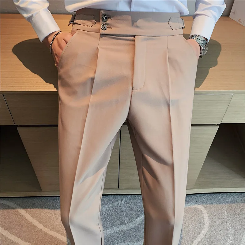 Business Pants Suit Pants Men Pants Business Casual Draped High-waist Trousers Men Solid Color Formal Pants Male Formal Office Social Suit Pants