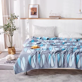 

4 layer washed cotton blanket muslin gauze bed cover cute jacquard towel quilt blankets for sofa Nordic bedspread throw
