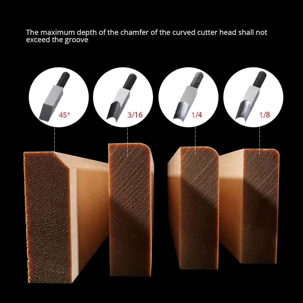 Woodworking Hand Tools Chamfer Plane Wood Quick Edge Planing Radian Corner Plane Trimming 4 Cutter Heads