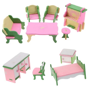

2 Set Baby Wooden Dollhouse Furniture Dolls House Miniature Child Play Toys Gifts, Style 9 & Style 13