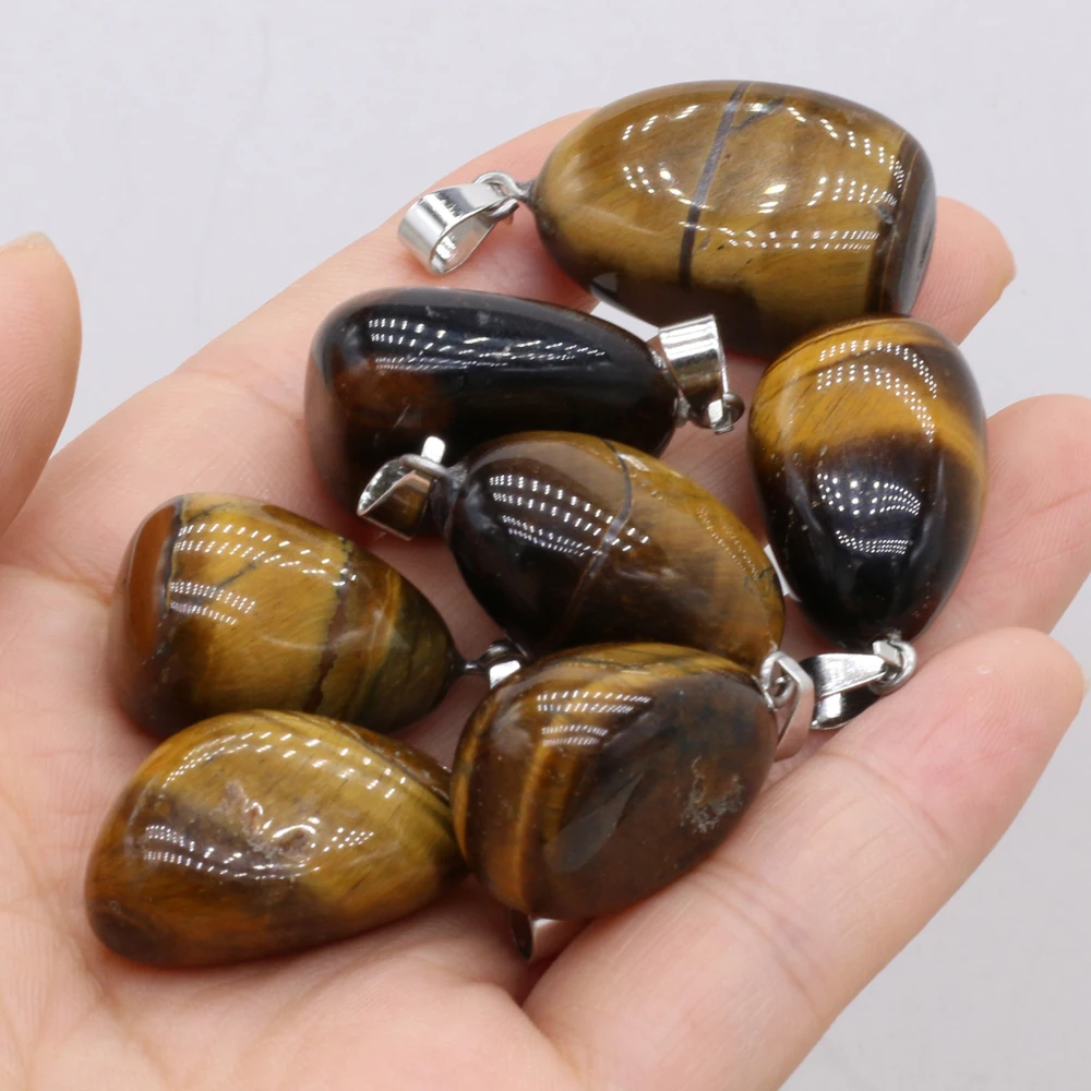 Natural Gem Tiger Eye Stone Irregular Shape Pendant Handmade Crafts DIY Charm Necklace Jewelry Accessories Exquisite Gift Making - 3
