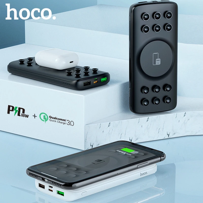 HOCO QC3.0 PD18W внешний аккумулятор 10000 мАч беспроводное зарядное устройство быстрое для iphone 12 11 Pro X XS Max XR|power bank|power