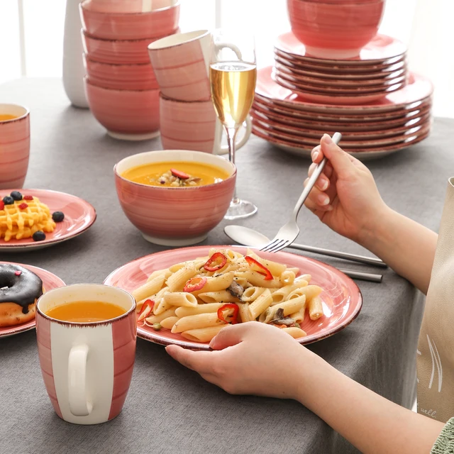 Vancasso Bella-P 16/32/48 Darabok Porcelán Vacsora Szett Vintage Kerámia Tányérkészlet, Desszert Tányér, Tál, Bögre Készlet - Image 5