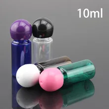 Free Shipping 10ml Plastic Water Bottles Refillable Small Inner Plug Ball Cap Cosmetic Container Essential Oil Perfume Packaging