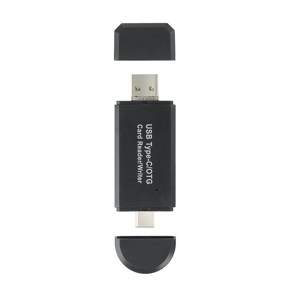 Черный Type C и micro USB и USB 3 в 1 OTG Кардридер высокоскоростной USB2.0 Универсальный OTG TF/SD для Android Компьютерный удлинитель-переходник - Цвет: Черный
