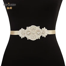 TOPQUEEN S406 ручной работы пояса с бисером для платья свадебные Румяна пояс невесты Хрустальный жемчужный пояс Западные Пояса с бисером
