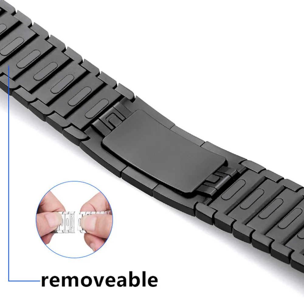 Ремешок из нержавеющей стали для Apple Watch 4 44 мм 40 мм стальной ремешок iwatch 4 3 5 ремешок 42 мм 38 мм 36L металлический браслет для часов - Цвет ремешка: A black