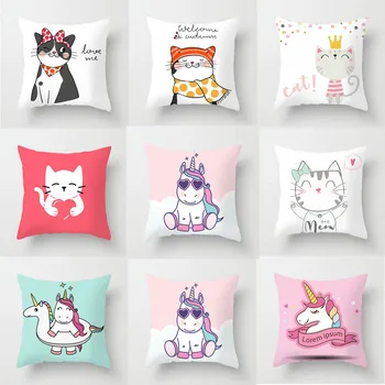 

Cute Cartoon Cushion Cover Elephant Cat Decorative Pillowcase Giraffe Throw Pillow Case For Sofa funda cojin kussenhoes