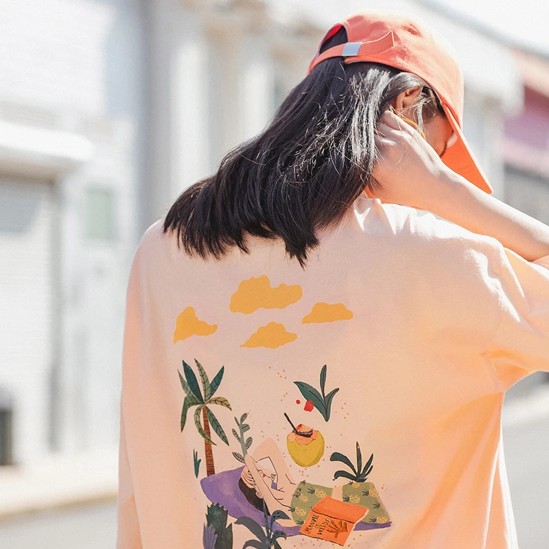 INMAN/Летняя футболка с круглым воротником из чистого хлопка свободная