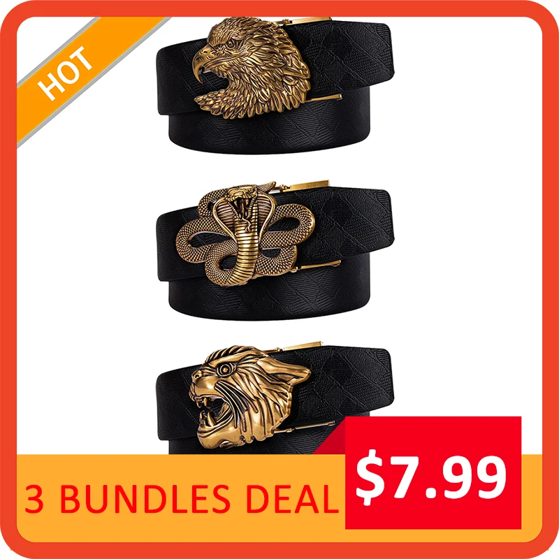 3 шт./лот мужской ремень из натуральной воловьей кожи с роскошной золотой пряжкой