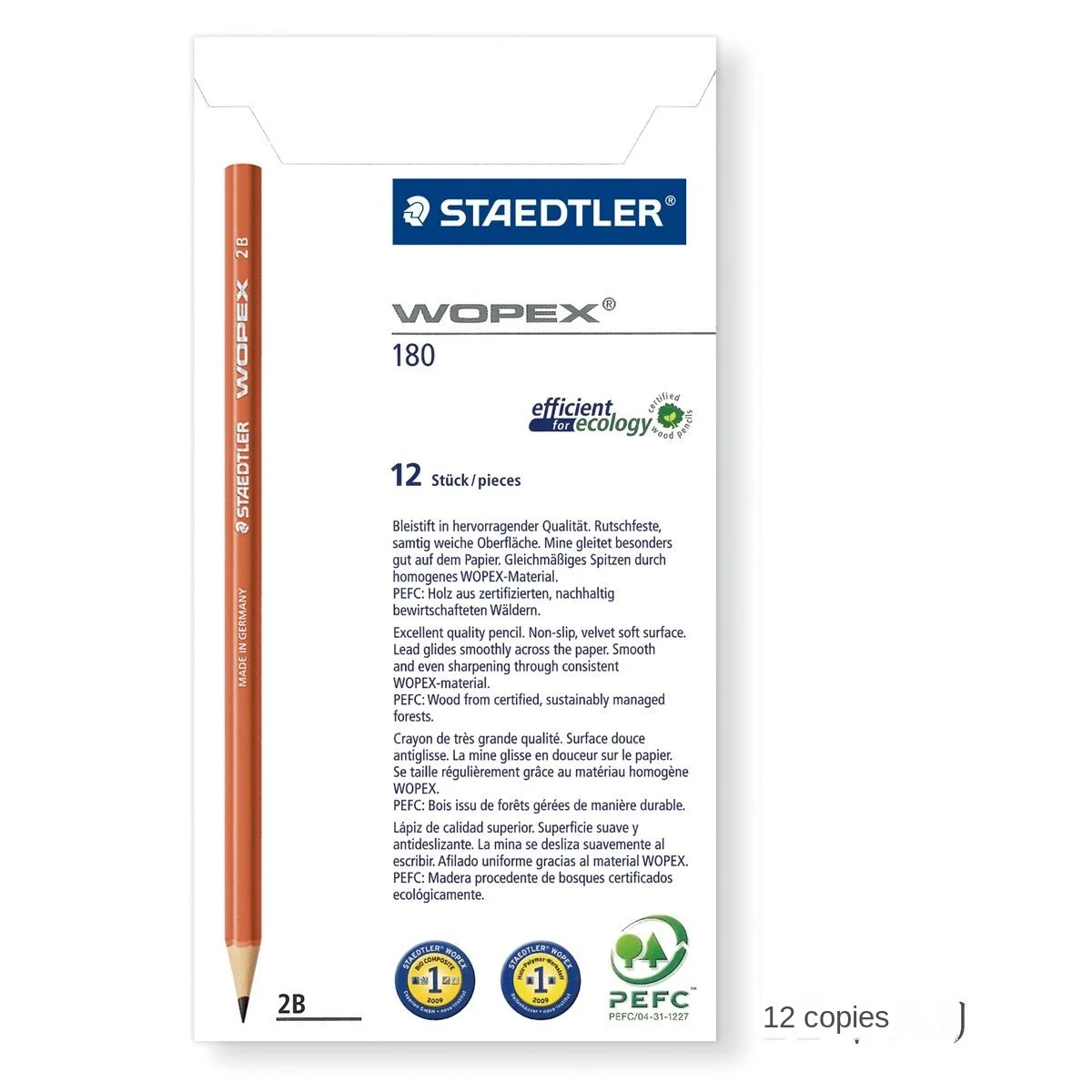 12 sets Staedtler Wopex HB 180 HB, Pencil, Pack of 12Graphite and coloured pencils made of WOPEX material