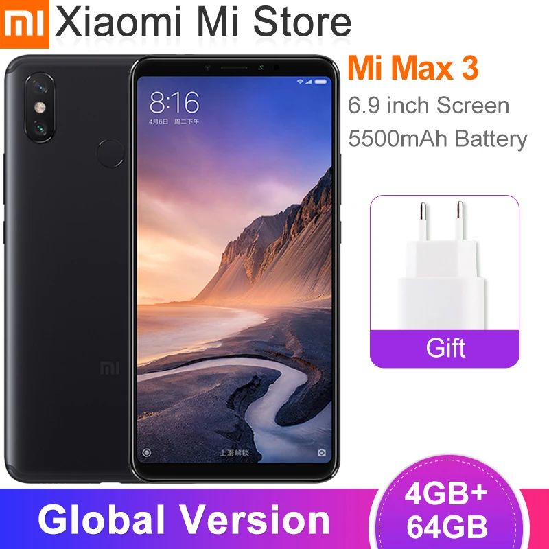 Глобальная версия Xiaomi Mi Max 3 4 ГБ 64 мобильный телефон Восьмиядерный процессор