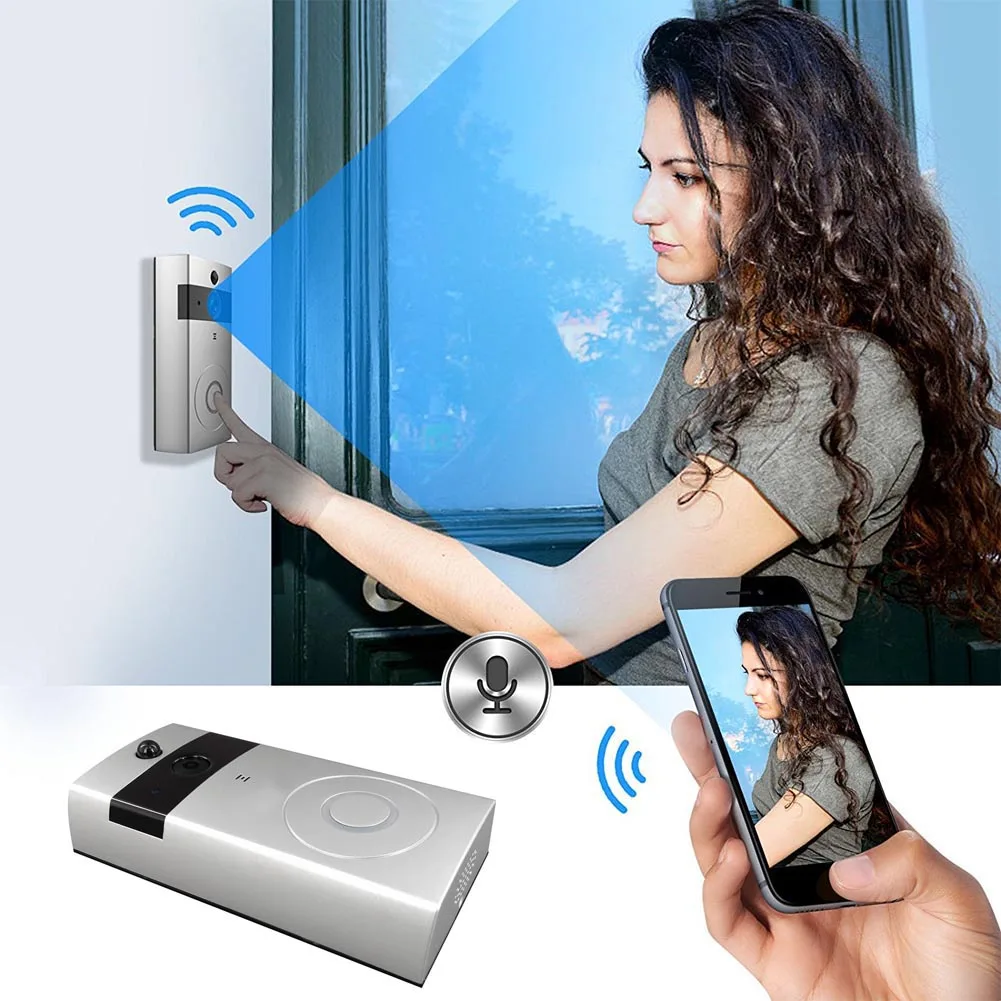 Горячая беспроводной WiFi видео дверной звонок с 8G sd-картой перезаряжаемая камера ночного видения HD для телефона