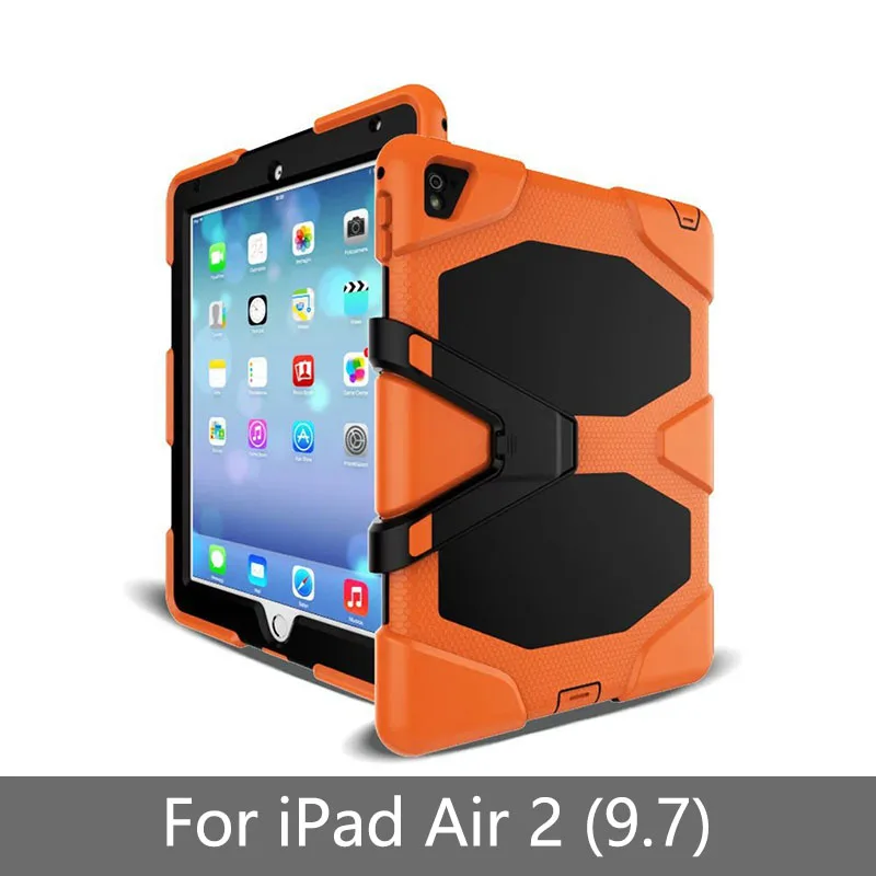 Хаки Чехол для планшета для iPad Air 1 Air 2 сверхмощный водонепроницаемый ударопрочный резиновый ЖЕСТКИЙ чехол-подставка для iPad Air 1 2 Чехол - Цвет: Хаки