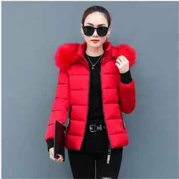

2019Fashion Autumn Winter Women Jacket Plus Size 4xl Down Cotton Coat Slim Female Hooded Fur Collar Zipper Casual Snow Wear H191