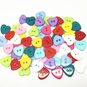 

100pcs 15mm Red/Pink/White/Mix Resin 2 Holes Heart Buttons Sewing Accessories Baby Fancy Button For Scrapbooking
