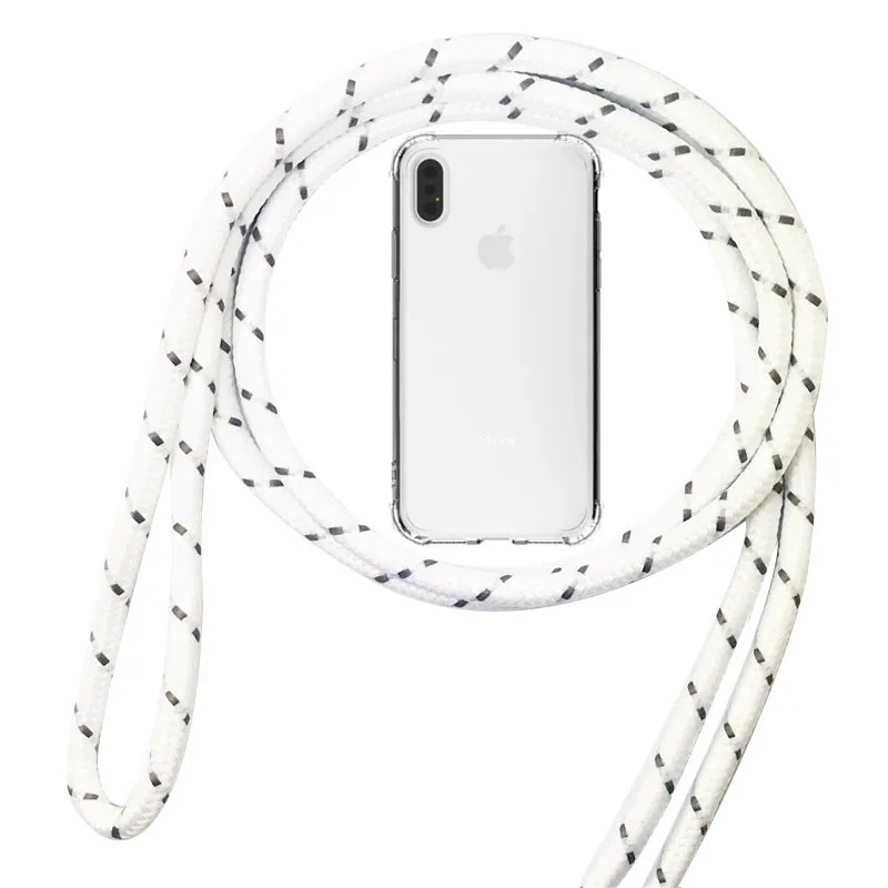 white black Кроссбоди шнурок Ожерелье Веревка Прозрачный чехол для телефона для iPhone 11 Pro Max XS MAX XR X 10 7 8 6 6s plus 5 5SE ремешок шнур крышка - Цвет: white black