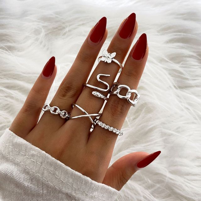 Rings Set Anillos Mujer Bague Couple Bagues Anillo Bohemian Jewellery Slytherin Accessories Couple Gift Sygnety
