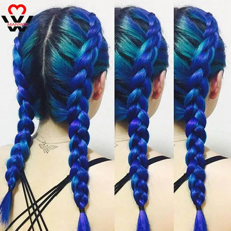 

MANWEI Braids High Temperature Fiber Ombre Crochet Extension Hairs 24 inchs 100 g Synthetic Ombre Wigs For Women Jumbo Wigs