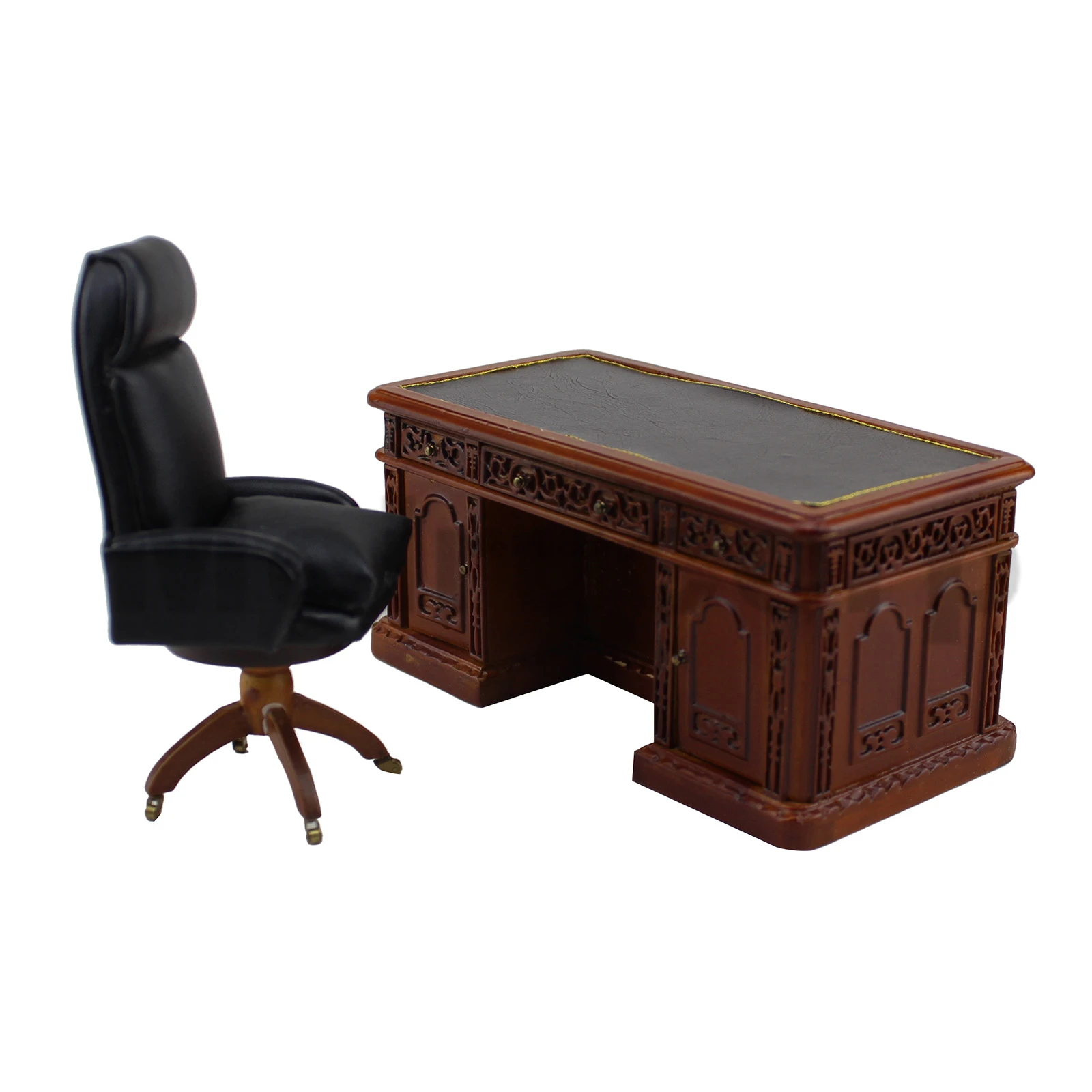 miniature dollhouse T3645 1/12 scale Desk Roll Top Office Set Chair Globe 