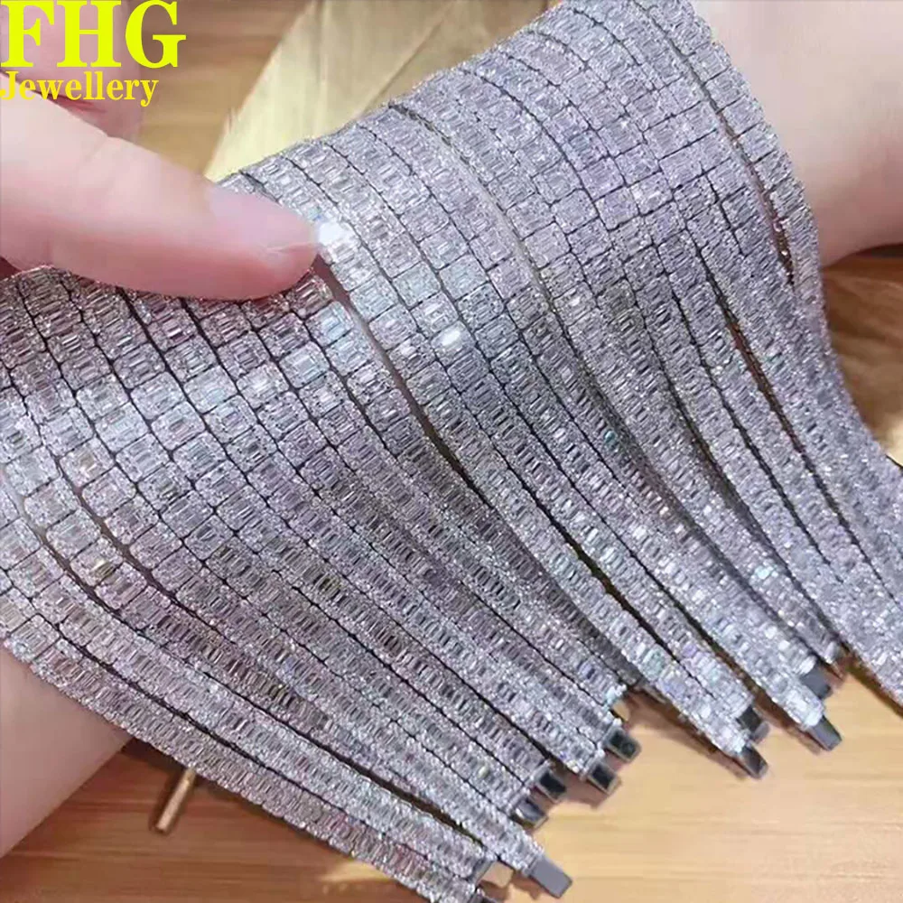 

18k white gold 3.65Carat Natural Real Diamond Bracelet Wedding Jewellery Classic Trendy