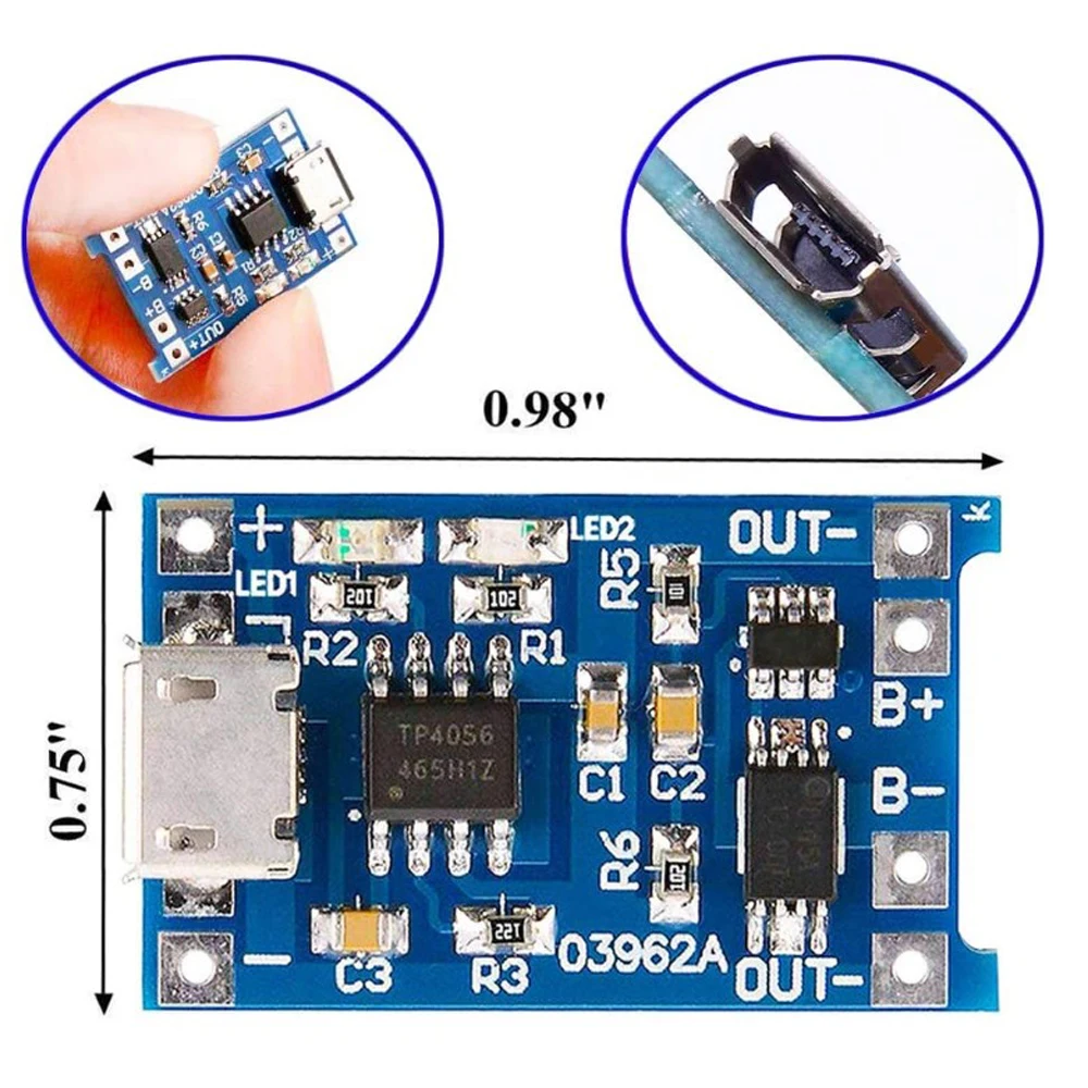 TP4056 TENSTAR робот зарядное устройство Модуль + USB Micro 18650 литиевая батарея Защитная