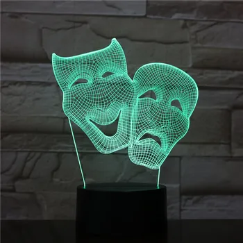 

Dropshipping 3D led Touch Control mask shape led Night Light 7 Color Changing Table Lamp For home decor atmosphere Cool gift