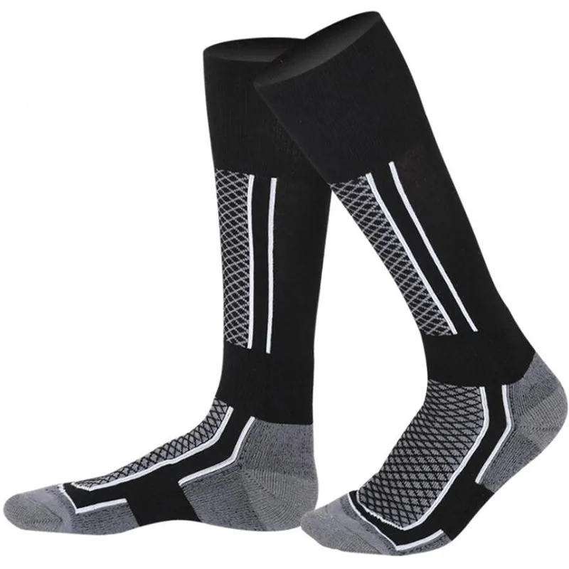 Лыжные носки для мужчин и женщин, зимние спортивные лыжные носки для катания на сноуборде, лыжные носки для велоспорта, теплые толстые хлопковые термоноски - Цвет: gray black