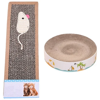 

2pcs Cat Scratching Board Claw Grinder Corrugated Paper Paper Edged Corrugated - With mouse pattern & Bowl shape