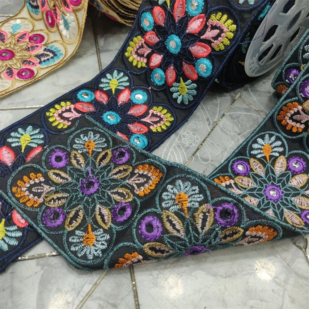 Embroidery Ribbons Flower Lace Trims Floral DIY Apparel Swiss Sewing for Shoes Bags Headdress Craft 1 Yards