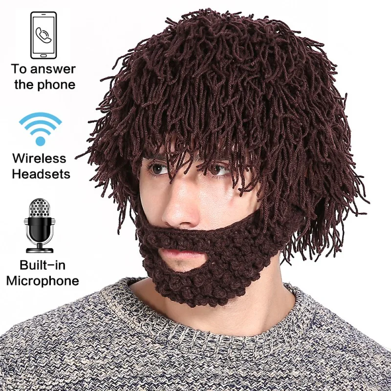 Высококачественная шапка для наушников Bluetooth шапка парик борода вязаная бини зимняя теплая Рождественская Новогодняя Подарочная музыкальная шапка